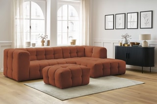 Canapé d'angle droit avec pouf Cloud - Terracotta