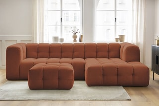 Canapé d'angle droit avec pouf Cloud - Terracotta