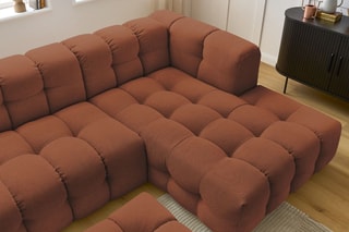 Canapé d'angle droit avec pouf Cloud - Terracotta
