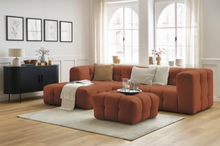 Canapé d'angle gauche avec pouf Cloud - Terracotta