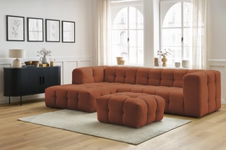 Canapé d'angle gauche avec pouf Cloud - Terracotta