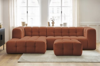 Canapé d'angle gauche avec pouf Cloud - Terracotta