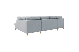 Canapé d'angle gauche panoramique convertible Sweden - Gris - Couchage 260 x 130 cm