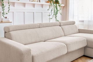 Canapé d'angle réversible convertible Monaco - Beige - Couchage 190 x 140 cm