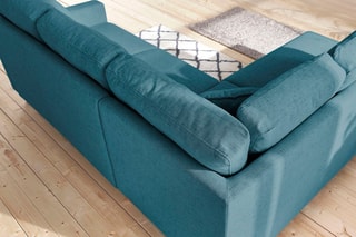 Canapé d'angle gauche convertible Sweden - Bleu canard - Couchage 130 x 200 cm