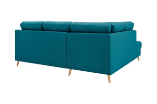 Canapé d'angle gauche convertible Sweden - Bleu canard - Couchage 130 x 200 cm