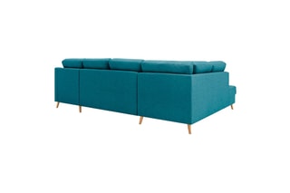 Canapé d'angle panoramique droit convertible Sweden - Turquoise - Couchage 130 x 260 cm