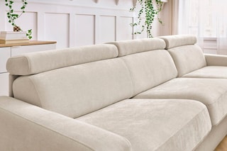 Canapé d'angle réversible convertible Monaco - Beige - Couchage 190 x 140 cm