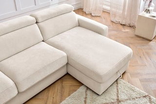 Canapé d'angle réversible convertible Monaco - Beige - Couchage 190 x 140 cm