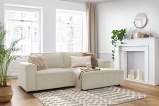 Canapé d'angle droit Nihad compact - 
Beige