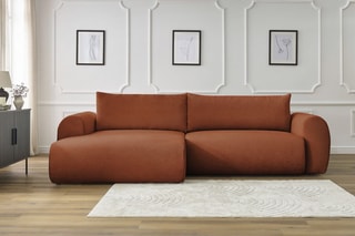 Canapé d'angle gauche convertible Lucien - Orange - Couchage 250 x 150 cm