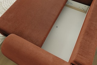 Canapé d'angle gauche convertible Lucien - Orange - Couchage 250 x 150 cm