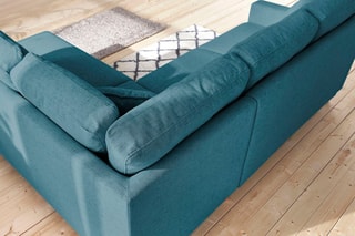 Canapé d'angle droit convertible Sweden - Bleu canard - Couchage 130 x 200 cm