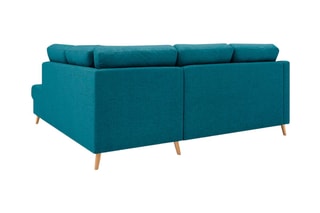 Canapé d'angle droit convertible Sweden - Bleu canard - Couchage 130 x 200 cm