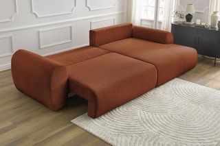 Canapé d'angle droit convertible Lucien - Orange - Couchage 250 x 150 cm
