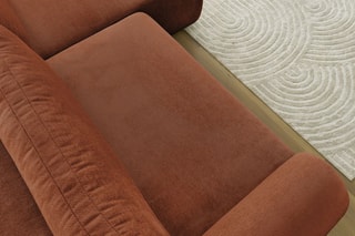 Canapé d'angle droit convertible Lucien - Orange - Couchage 250 x 150 cm
