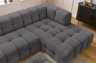 Canapé d'angle droit avec pouf Cloud - Gris foncé