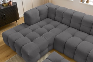 Canapé d'angle gauche avec pouf Cloud - Gris foncé