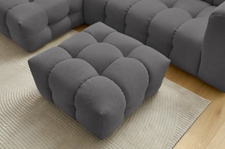 Canapé d'angle gauche avec pouf Cloud - Gris foncé