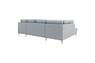 Canapé d'angle droit panoramique convertible Sweden - Gris - Couchage 260 x 130 cm