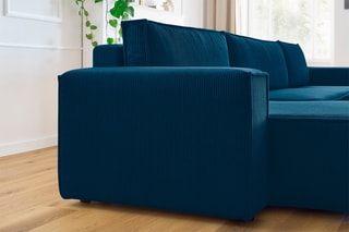 Canapé panoramique convertible Nihad - 
Bleu - Couchage 328 x 139 cm
