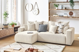 Canapé d'angle réversible convertible Envy - Crème - Couchage 231 x 130 cm