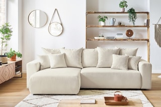 Canapé d'angle réversible convertible Envy - Crème - Couchage 231 x 130 cm