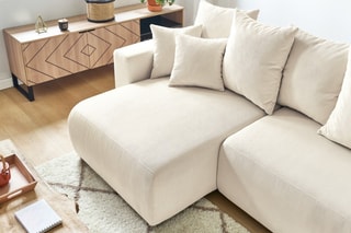 Canapé d'angle réversible convertible Envy - Crème - Couchage 231 x 130 cm