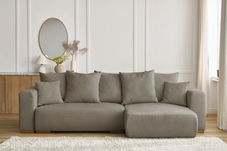 Canapé d'angle réversible convertible Sidonie - Taupe - Couchage 231 x 133 cm