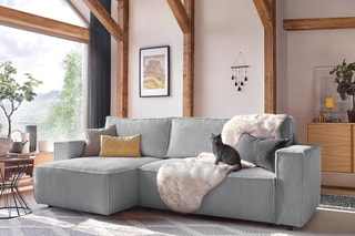 Canapé d'angle réversible convertible Nihad - Gris clair - Couchage 231 x 130 cm