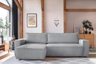 Canapé d'angle réversible convertible Nihad - Gris clair - Couchage 231 x 130 cm