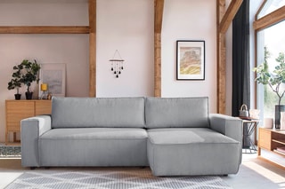 Canapé d'angle réversible convertible Nihad - Gris clair - Couchage 231 x 130 cm