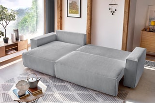 Canapé d'angle réversible convertible Nihad - Gris clair - Couchage 231 x 130 cm