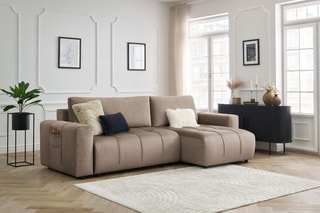 Canapé d'angle réversible convertible  Arsene - Taupe - Couchage 135 x 232 cm