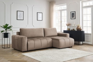 Canapé d'angle réversible convertible  Arsene - Taupe - Couchage 135 x 232 cm