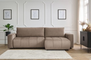 Canapé d'angle réversible convertible  Arsene - Taupe - Couchage 135 x 232 cm
