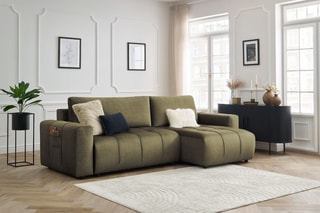 Canapé d'angle réversible convertible  Arsene - Vert - Couchage 135 x 232 cm