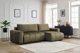 Canapé d'angle réversible convertible  Arsene - Vert - Couchage 135 x 232 cm