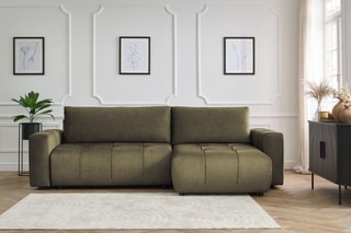 Canapé d'angle réversible convertible  Arsene - Vert - Couchage 135 x 232 cm