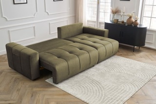 Canapé d'angle réversible convertible  Arsene - Vert - Couchage 135 x 232 cm