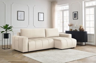 Canapé d'angle réversible convertible  Arsene - Beige - Couchage 135 x 232 cm