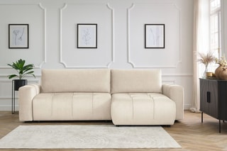 Canapé d'angle réversible convertible  Arsene - Beige - Couchage 135 x 232 cm