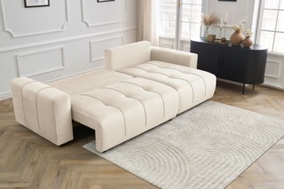 Canapé d'angle réversible convertible  Arsene - Beige - Couchage 135 x 232 cm