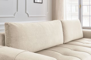 Canapé d'angle réversible convertible  Arsene - Beige - Couchage 135 x 232 cm