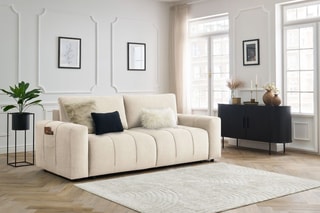 Canapé convertible Arsene - Beige - Couchage 190 x 155 cm