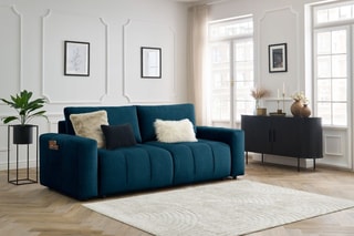 Canapé convertible Arsene - Bleu - Couchage 190 x 155 cm