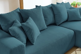 Canapé d'angle réversible convertible Envy - Bleu canard - Couchage 231 x 130 cm