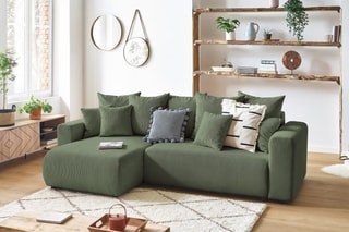 Canapé d'angle réversible convertible Envy - Kaki - Couchage 231 x 130 cm