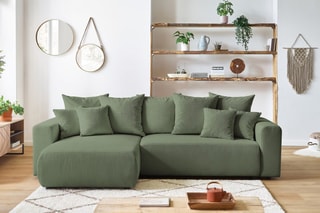 Canapé d'angle réversible convertible Envy - Kaki - Couchage 231 x 130 cm