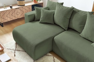 Canapé d'angle réversible convertible Envy - Kaki - Couchage 231 x 130 cm